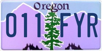 OR license plate 011FYR