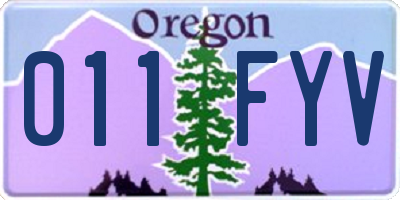 OR license plate 011FYV