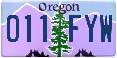 OR license plate 011FYW