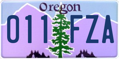 OR license plate 011FZA
