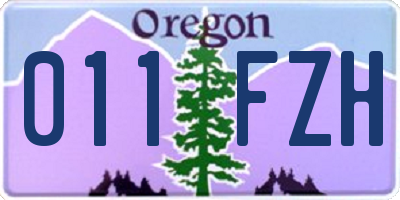 OR license plate 011FZH