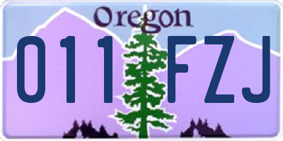 OR license plate 011FZJ