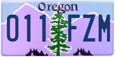 OR license plate 011FZM