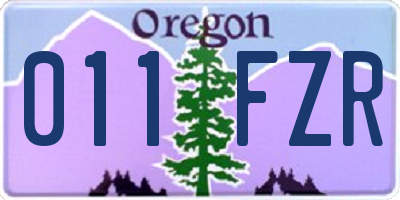 OR license plate 011FZR