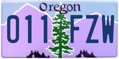 OR license plate 011FZW