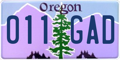 OR license plate 011GAD