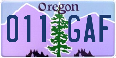 OR license plate 011GAF