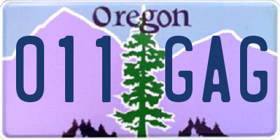 OR license plate 011GAG