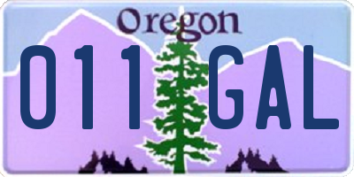 OR license plate 011GAL