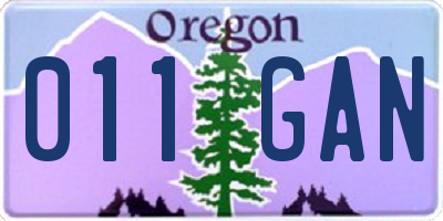 OR license plate 011GAN