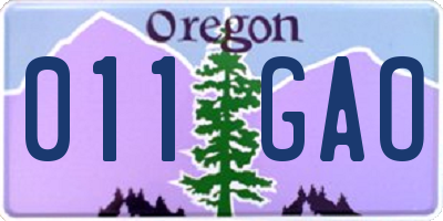 OR license plate 011GAO