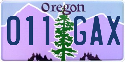 OR license plate 011GAX