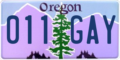 OR license plate 011GAY