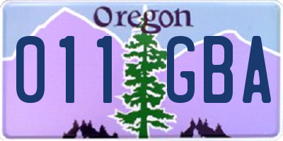 OR license plate 011GBA