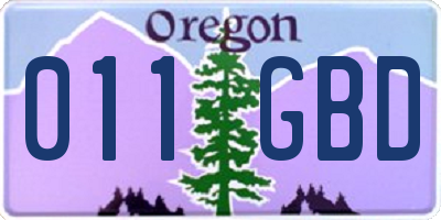 OR license plate 011GBD