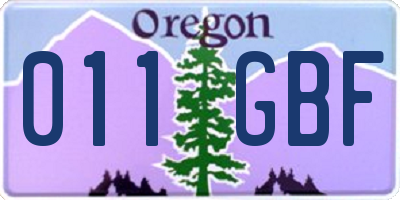 OR license plate 011GBF