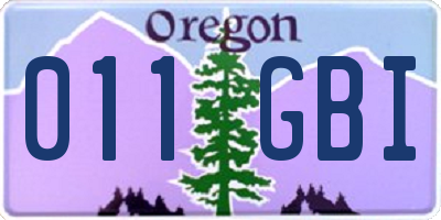 OR license plate 011GBI