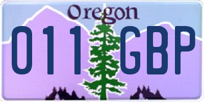 OR license plate 011GBP