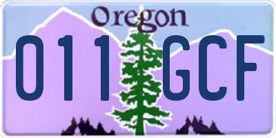 OR license plate 011GCF