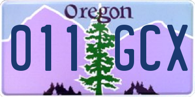 OR license plate 011GCX