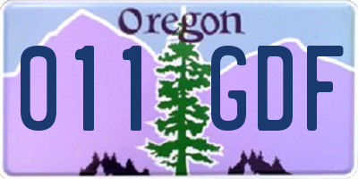 OR license plate 011GDF