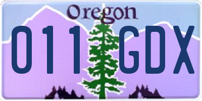 OR license plate 011GDX