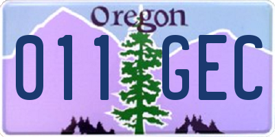 OR license plate 011GEC