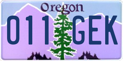OR license plate 011GEK