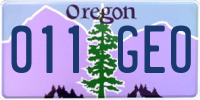 OR license plate 011GEO