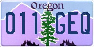 OR license plate 011GEQ
