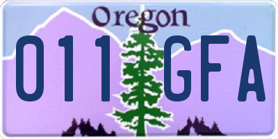 OR license plate 011GFA