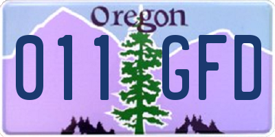 OR license plate 011GFD