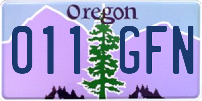 OR license plate 011GFN