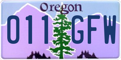 OR license plate 011GFW