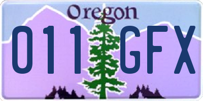 OR license plate 011GFX