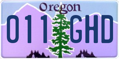 OR license plate 011GHD