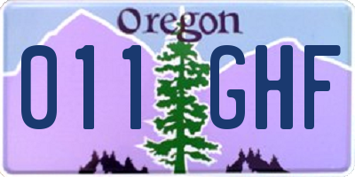 OR license plate 011GHF