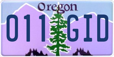 OR license plate 011GID