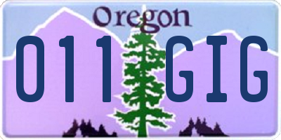 OR license plate 011GIG