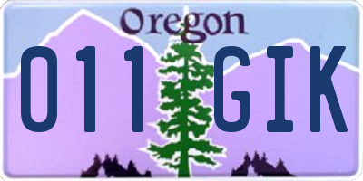OR license plate 011GIK