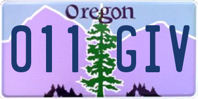 OR license plate 011GIV