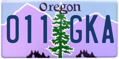 OR license plate 011GKA
