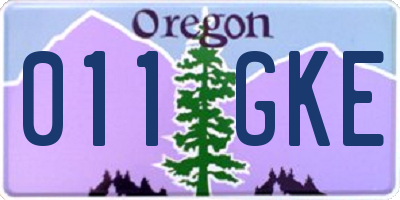 OR license plate 011GKE