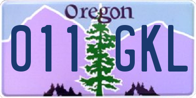 OR license plate 011GKL