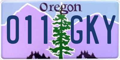 OR license plate 011GKY