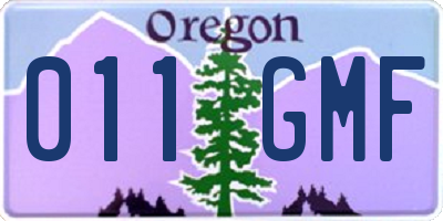 OR license plate 011GMF