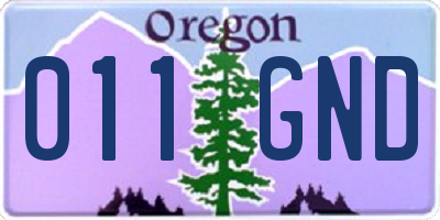 OR license plate 011GND