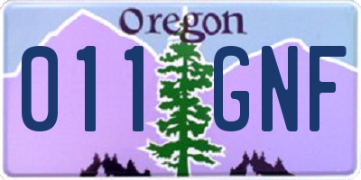OR license plate 011GNF