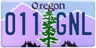 OR license plate 011GNL
