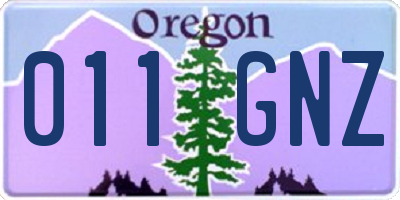OR license plate 011GNZ